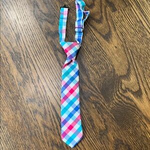Kids Plaid Tie in Blue, Pink, Teal, and White